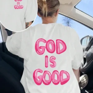 Women's 'God is Good' Oversized Christian T-Shirt, White