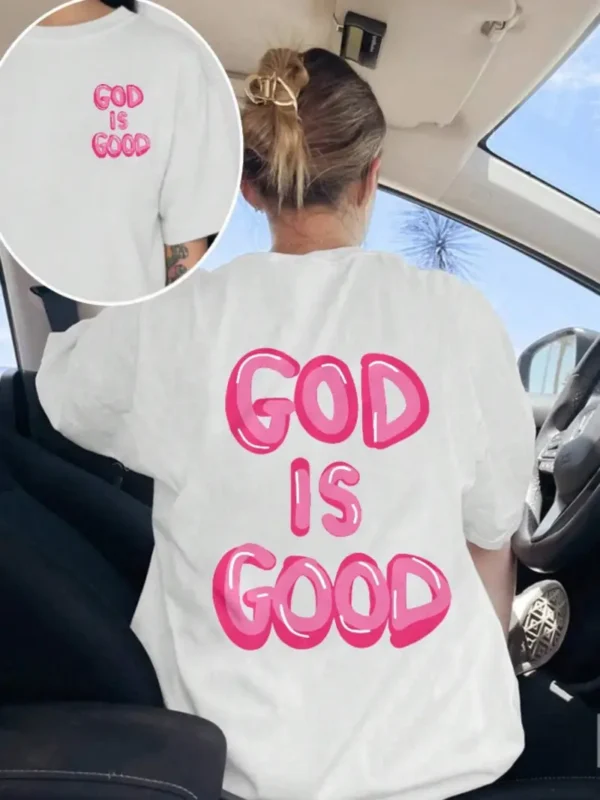Women's 'God is Good' Oversized Christian T-Shirt, White