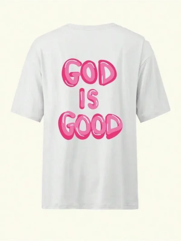 Women's 'God is Good' Oversized Christian T-Shirt, White - Image 2