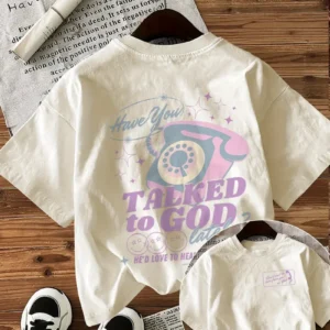 Women's Vintage Christian "Have You Talked to God" Graphic T-Shirt, Beige