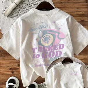Women's Vintage Christian "Have You Talked to God" Graphic T-Shirt, White