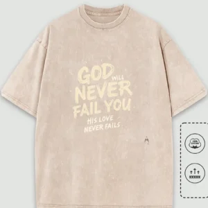 Men's Christian T-Shirt 'God Will Never Fail You', Beige