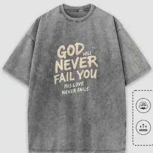 Men's Christian T-Shirt 'God Will Never Fail You', Grey
