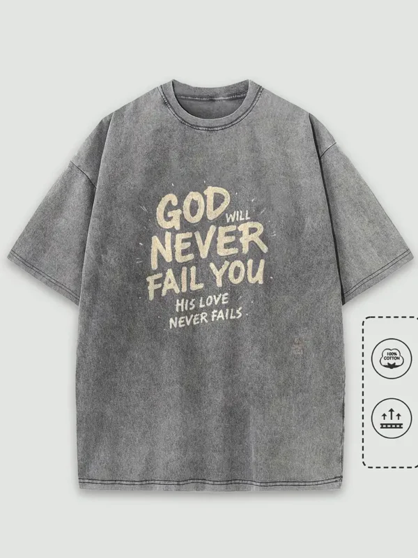 Men's Christian T-Shirt 'God Will Never Fail You', Grey