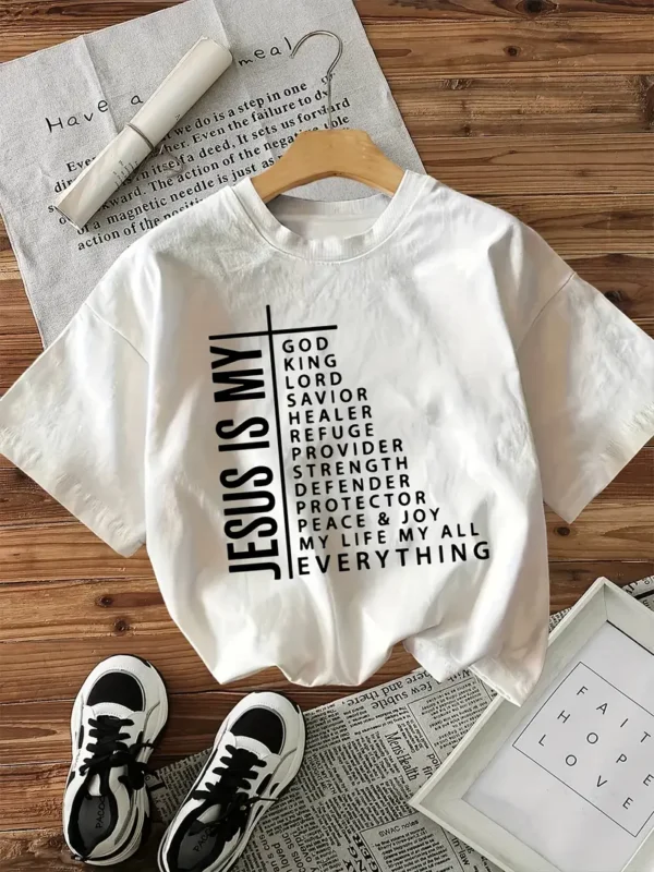 Women's Christian Cross T-Shirt 'Jesus is my...', White