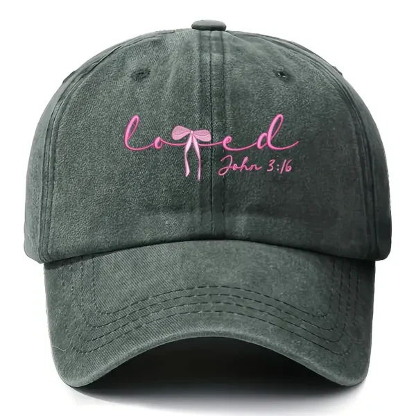 Scriptured Cap, Adjustable, John 3:16, Loved, Green