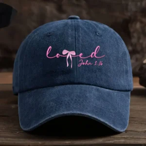 Scriptured Cap, Adjustable, John 3:16, Loved, Navy