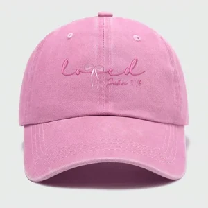 Scriptured Cap, Adjustable, John 3:16, Loved, Pink