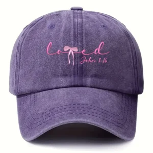 Scriptured Cap, Adjustable, John 3:16, Loved, Purple