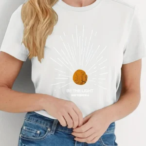 Women's Christian T-Shirt - "Be the Light" Matthew 5:14, White