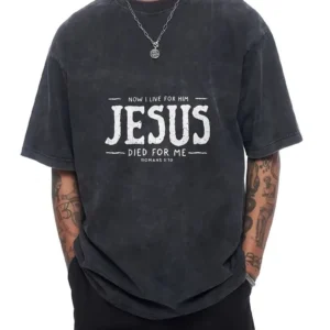 Men's Christian T-Shirt 'Now I live for Jesus', Black