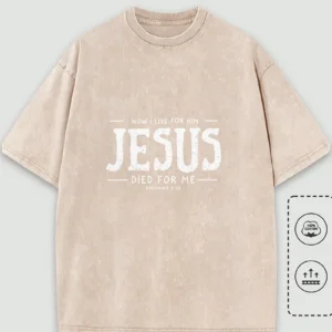 Men's Christian T-Shirt 'Now I live for Jesus', Beige