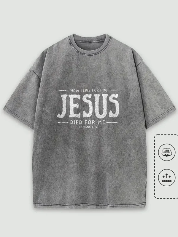 Men's Christian T-Shirt 'Now I live for Jesus', Grey