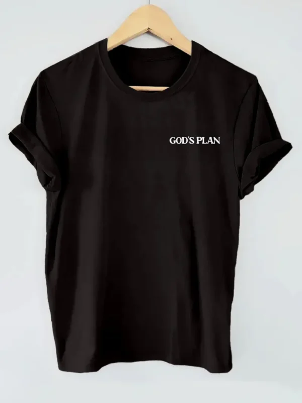 Women's Christian Floral T-Shirt 'Your Plan vs God’s Plan', Black - Image 3